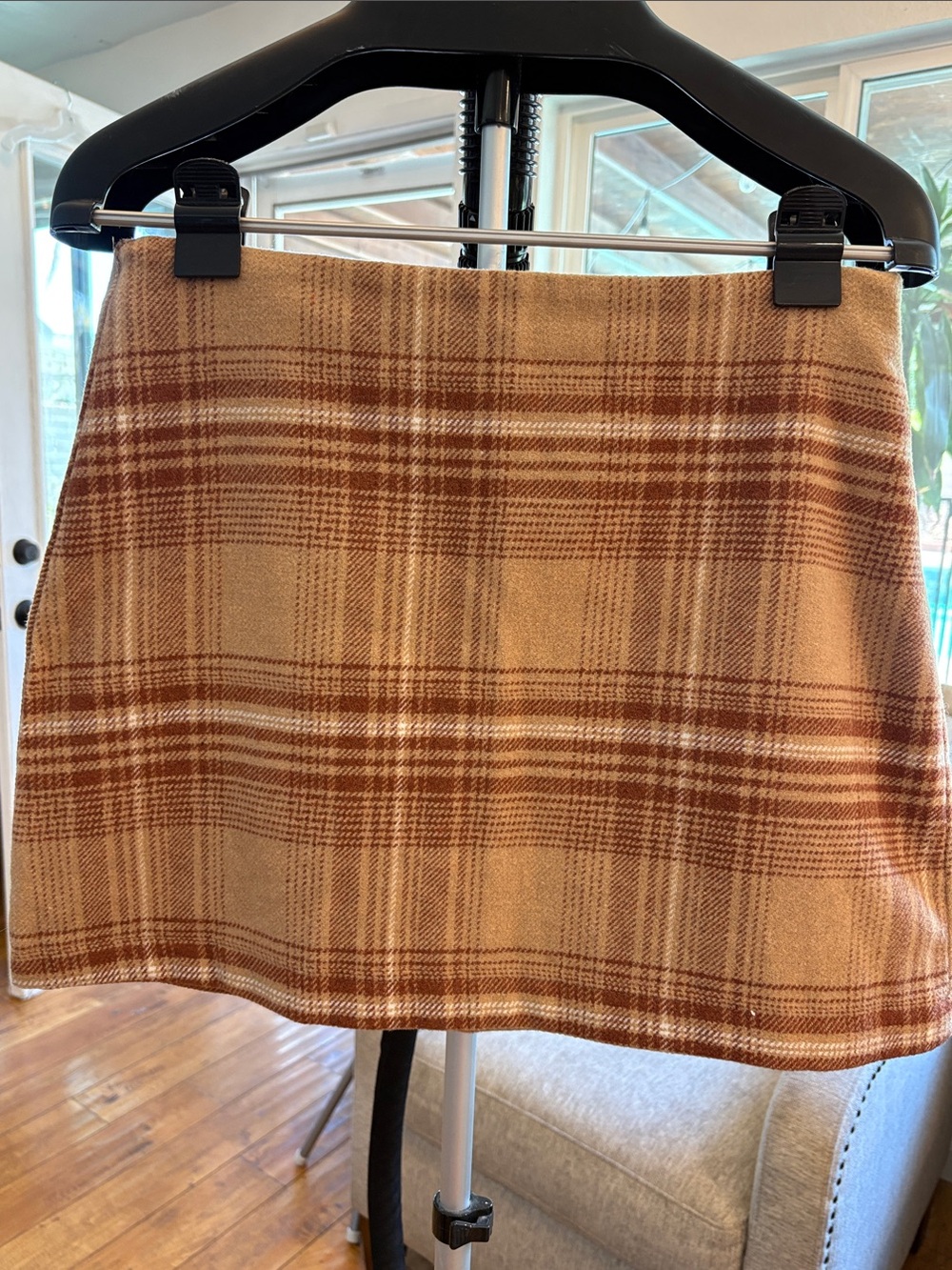 Forever 21 Plaid Mini Skirt in Tan and Brown